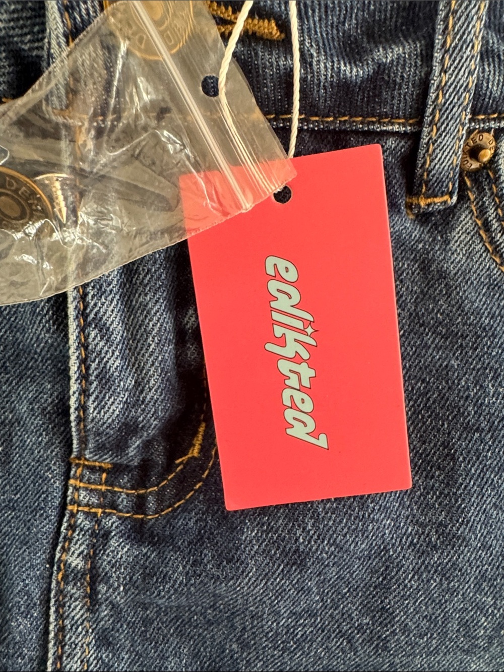 Edikted Casual Dark Blue Denim Mini Skort with Tags - Picture 5 of 5